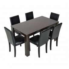 Dining Table with Faux Leather 6 Chairs 